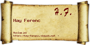 Hay Ferenc névjegykártya